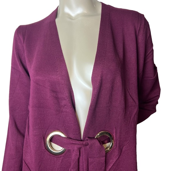 Coco Bleu Mulberry Long Sleeve Tie Knit Cardigan. - Picture 3 of 10